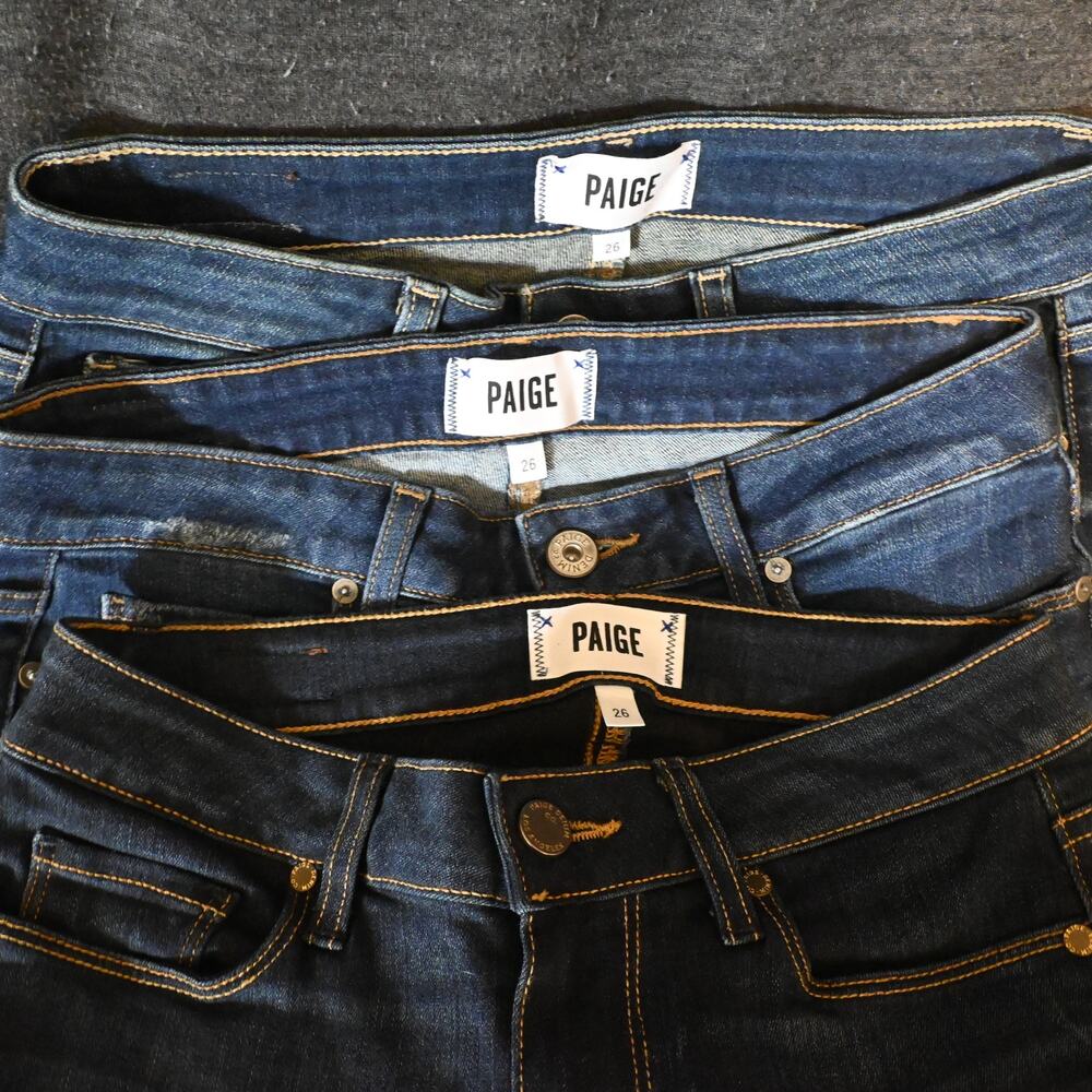 Lot of 3 Paige Women's 26 Distressed Denim Jeans Ankle/Skinny